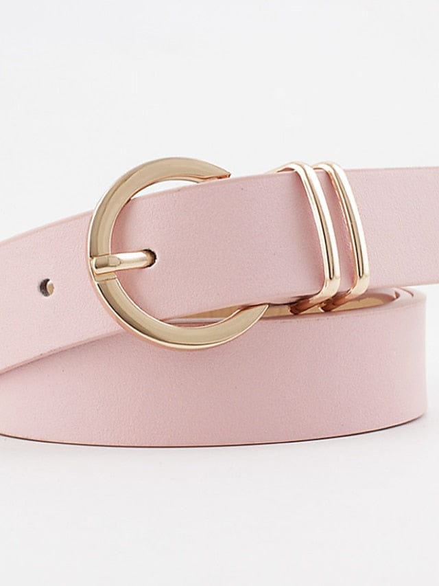 Women's Unisex Pu Buckle Belt Pu Leather Prong Buckle D-ring Casual Classic Party Daily Black Pink Brown Beige MS2311544896S Pink / S