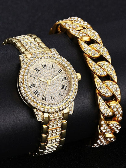 Women's Diamond Women Watches Gold Watch Ladies Wrist Watches Luxury Brand Rhinestone Bracelet Watches Female Relogio MS2311505185S Gold / S