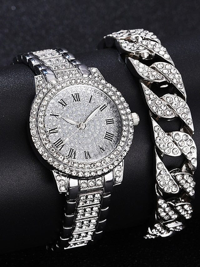 Women's Diamond Women Watches Gold Watch Ladies Wrist Watches Luxury Brand Rhinestone Bracelet Watches Female Relogio MS2311505195S Silver / S