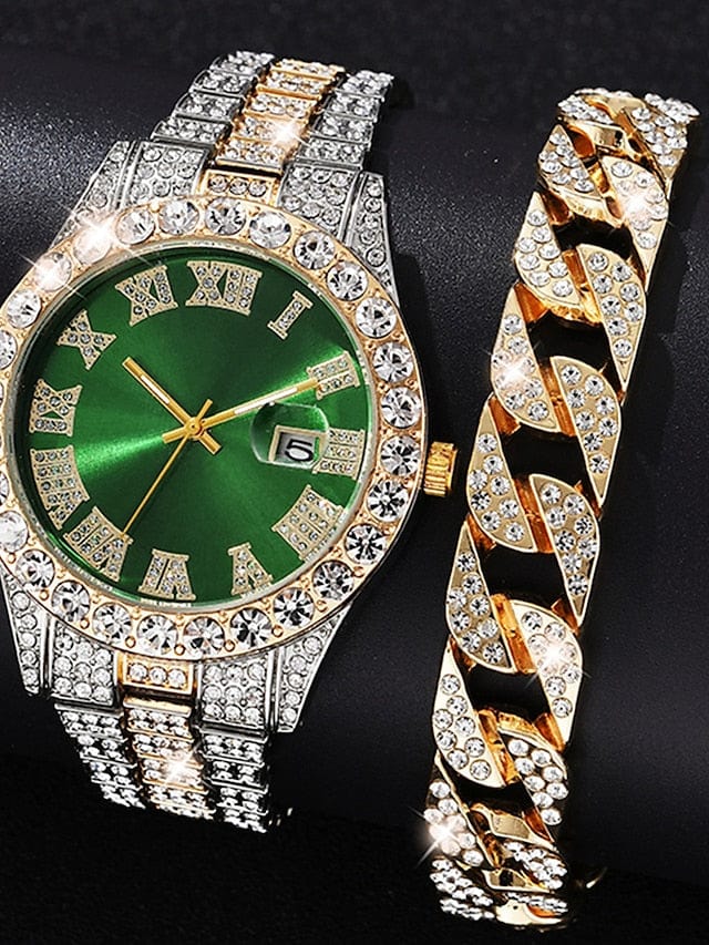 Women's Diamond Women Watches Gold Watch Ladies Wrist Watches Luxury Brand Rhinestone Bracelet Watches Female Relogio MS2311505205S Green / S