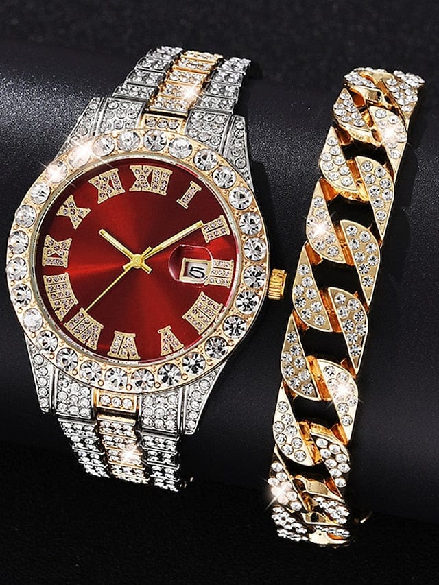 Women's Diamond Women Watches Gold Watch Ladies Wrist Watches Luxury Brand Rhinestone Bracelet Watches Female Relogio MS2311505210S Red / S