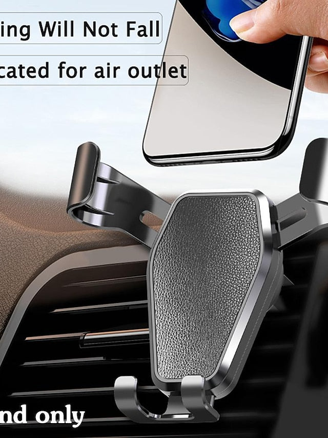 Car Mobile Phone Navigation Bracket Gravity Phone Holder Air Vent Hook Clip for iPhone 14 13Pro Max Cellhone Stand In Car Mount GPS Support Xiaomi Samsung - LuckyFash™