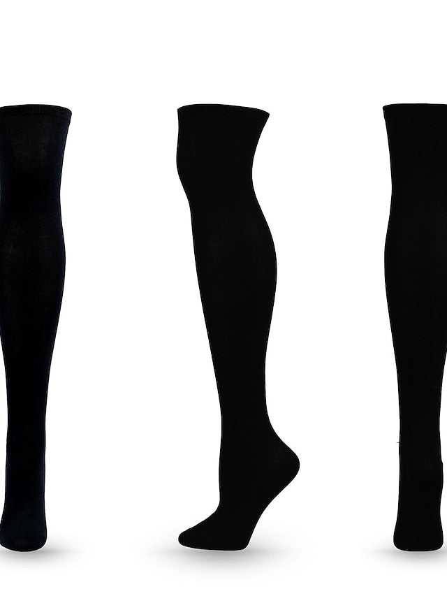 Women's Knee High Socks Outdoor Home Daily Solid Color Polyester Spandex Basic Classic Warm Casual 1 Pair