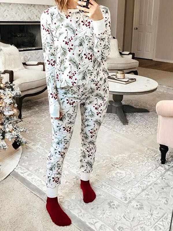 Natural Print Relaxed Pants Suit for Women