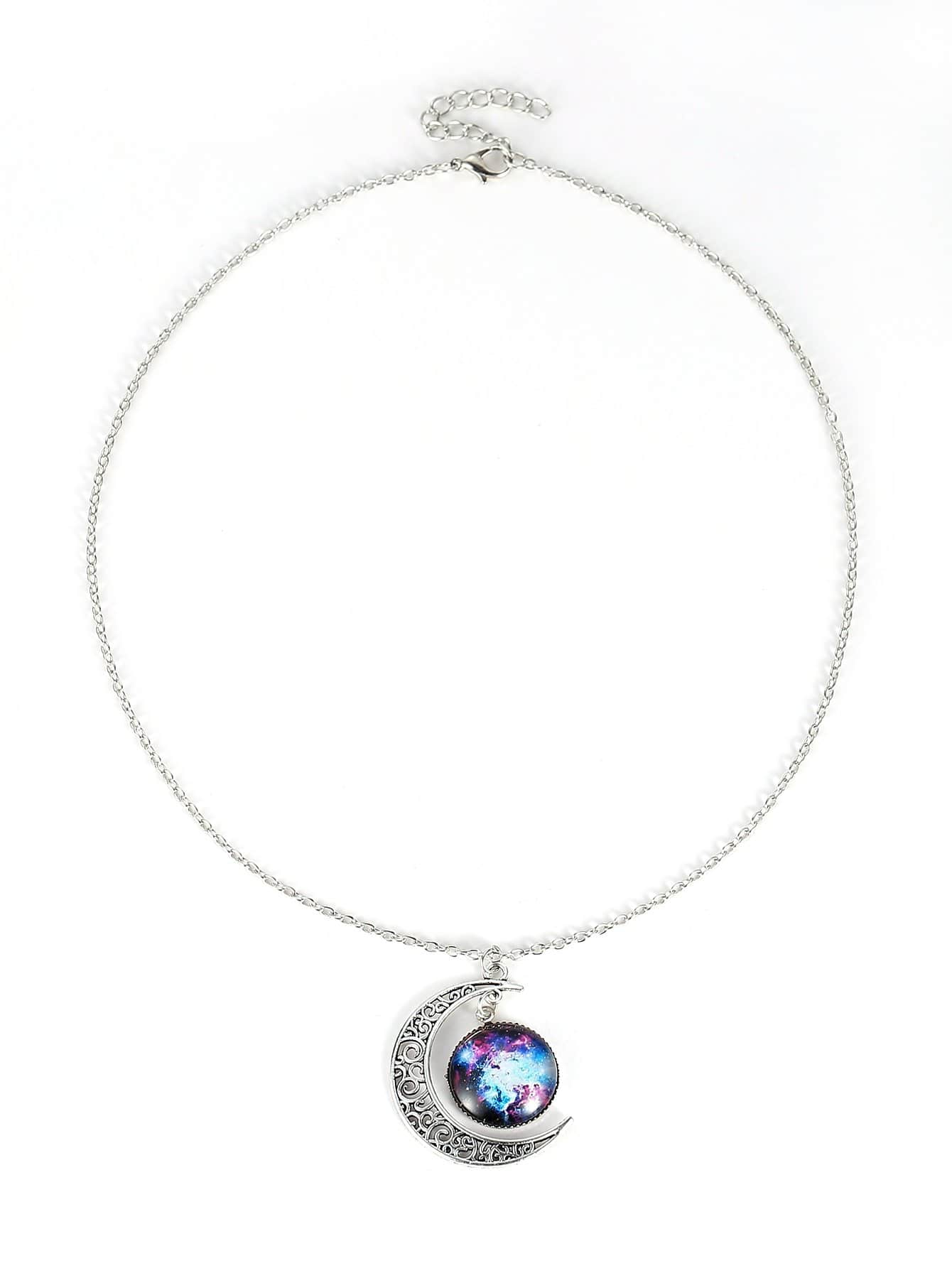 MsDressly Necklaces Star Sky Round & Moon Pendant Necklace
