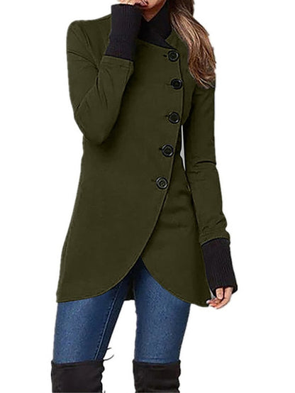 Women's Coat Outdoor Daily Wear Going out Fall Winter Coat Stand Collar Regular Fit Windproof Warm Comtemporary Stylish Casual Jacket Long Sleeve Plain Slim Fit Black Wine Army Green