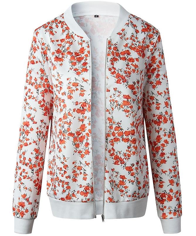 Women's Bomber Jacket Varsity Jacket Floral Print Spring Jacket Zip up Baseball Jacket Streetwear Sport Outdoor Outerwear