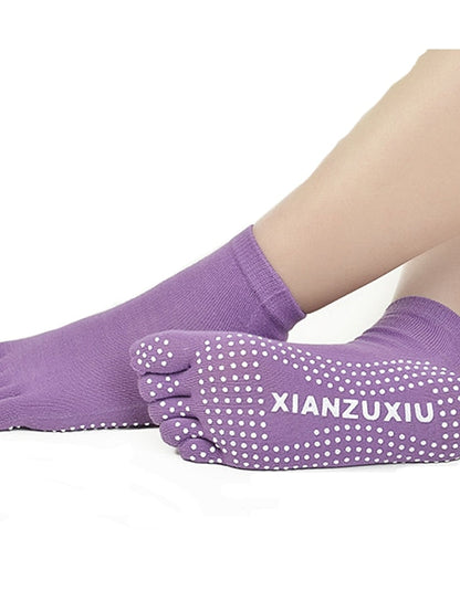 Women's Yoga Socks Grip Yoga Socks Five Toe Socks 1 Pair Socks Anti-slip Breathable Moisture Wicking Protective Yoga