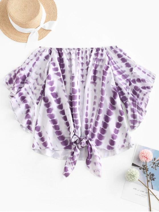 Off Shoulder Tie Dye Blouse for Women