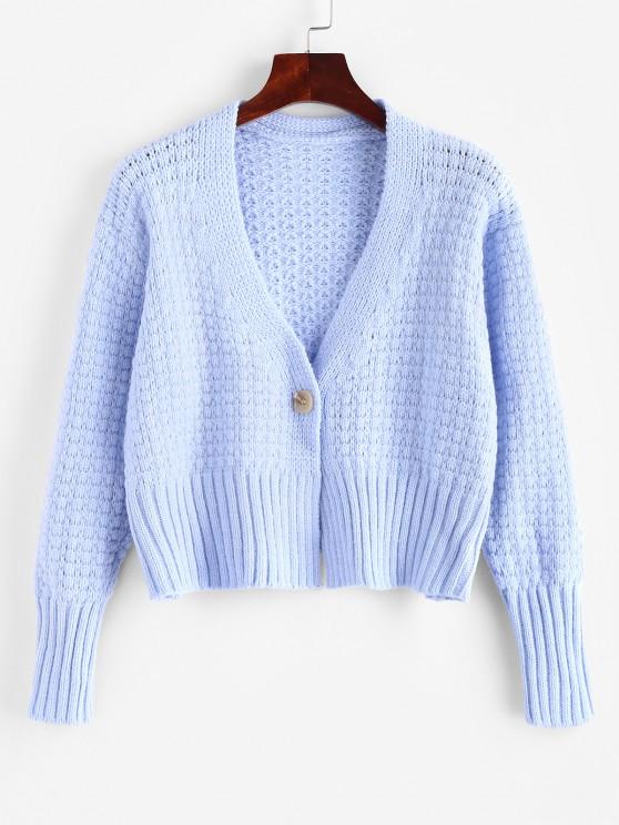 One Buttoned Cropped Pointelle Knit Cardigan - LuckyFash™