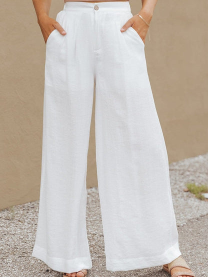 One-Shoulder Crop Top & Mopping Pants Two-Piece Suit