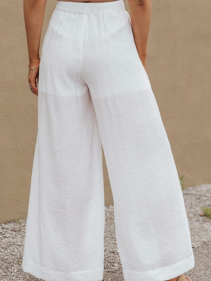 One-Shoulder Crop Top & Mopping Pants Two-Piece Suit