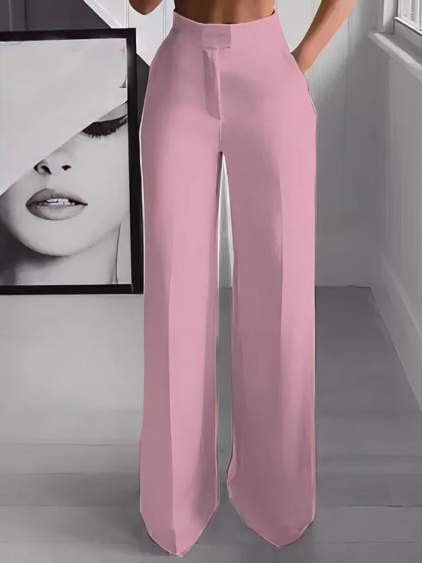 Sets - One-Shoulder Crop Top & Mopping Pants Two-Piece Suit - MsDressly