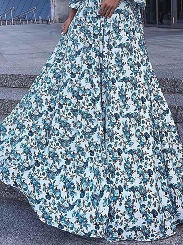 One-shoulder Long-sleeved Printed Dress - LuckyFash™