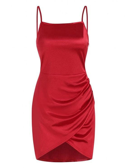 Overlap Silky Draped Slinky Slip Dress for Women