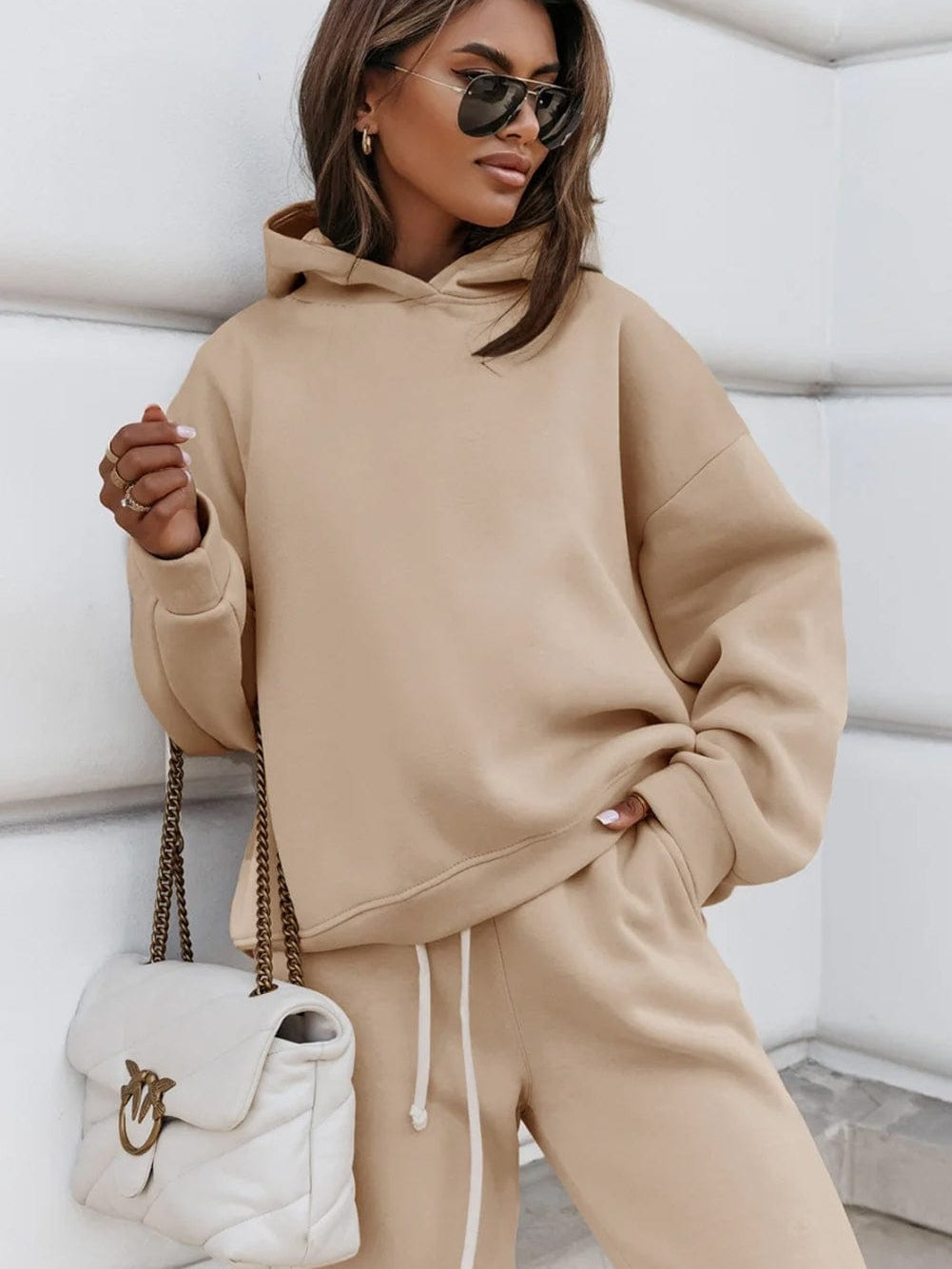 Pale Khaki Cozy Hooded Lounge Set