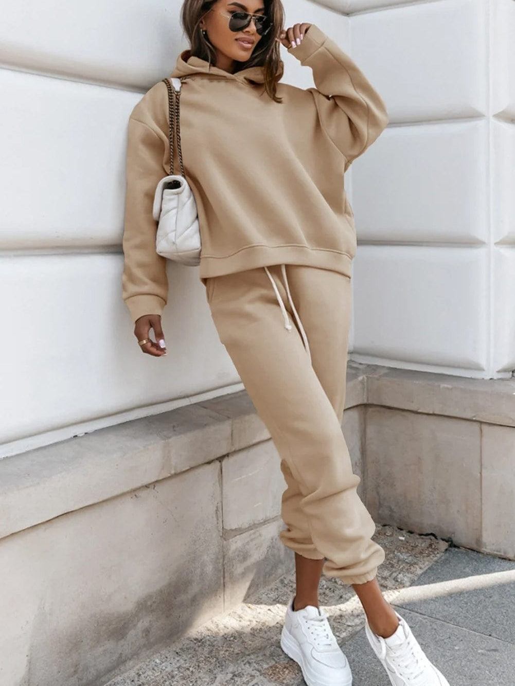 Pale Khaki Cozy Hooded Lounge Set