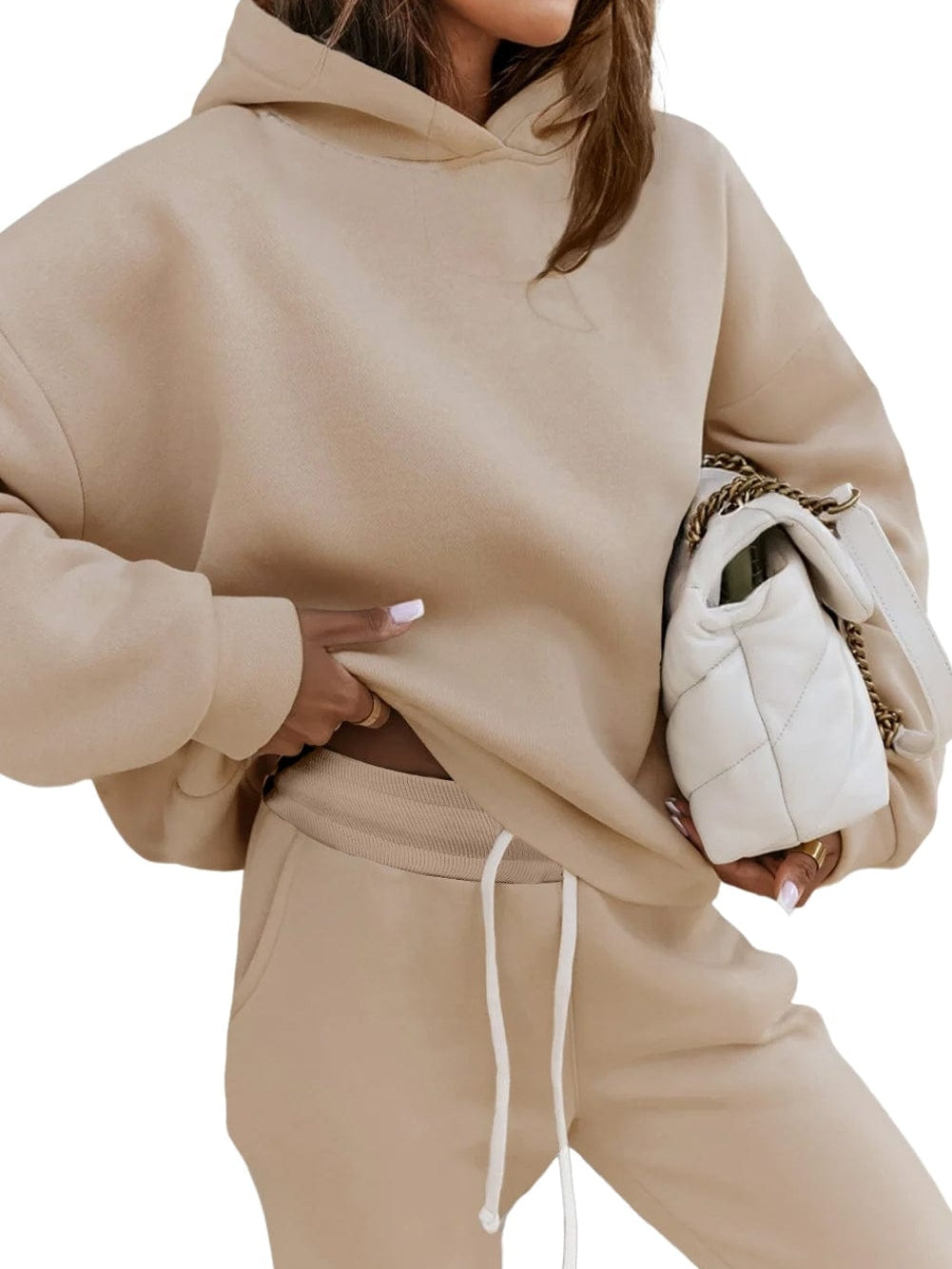 Pale Khaki Cozy Hooded Lounge Set