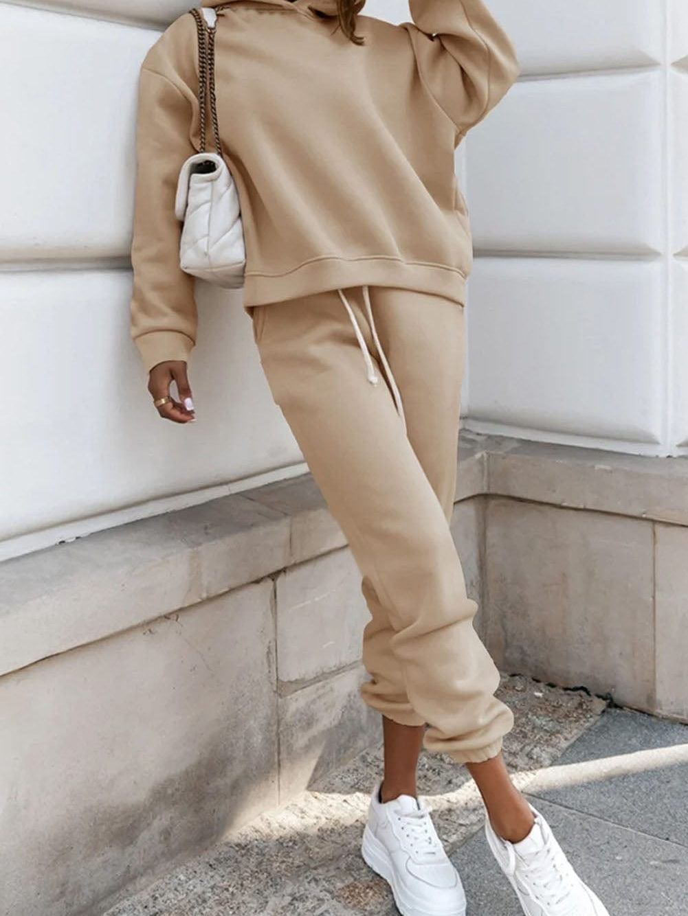 Pale Khaki Cozy Hooded Lounge Set