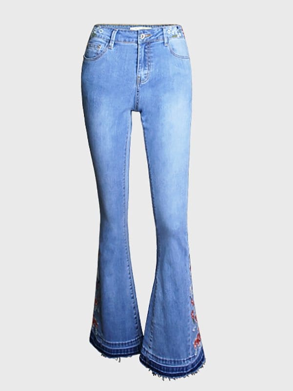 MsDressly Pants Embroidered Denim Flared Jeans DEN2211081244LBLUS