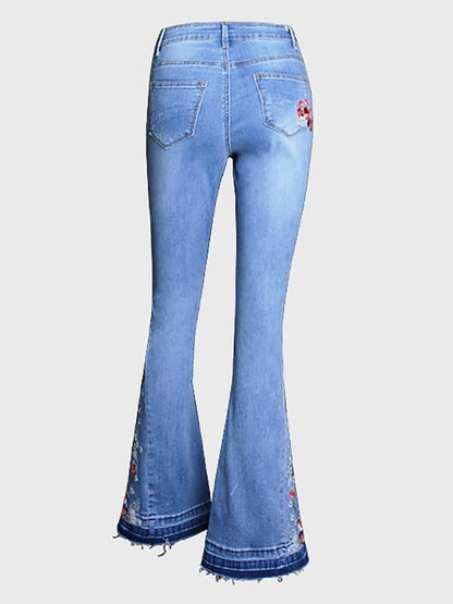 MsDressly Pants Embroidered Denim Flared Jeans