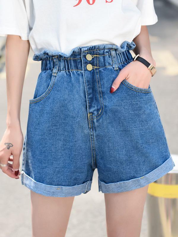 Paperbag Denim Shorts for Women