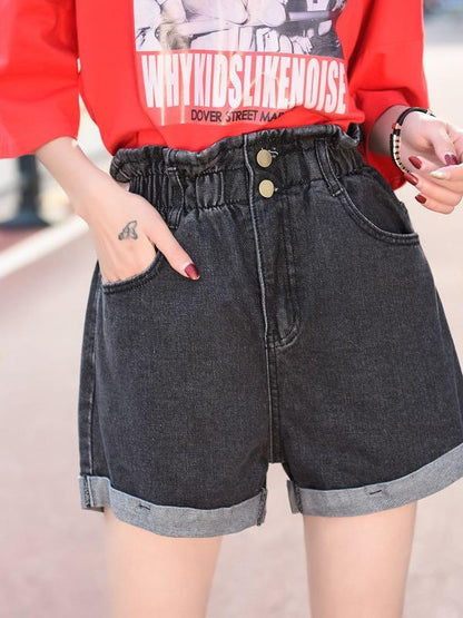 Paperbag Denim Shorts for Women