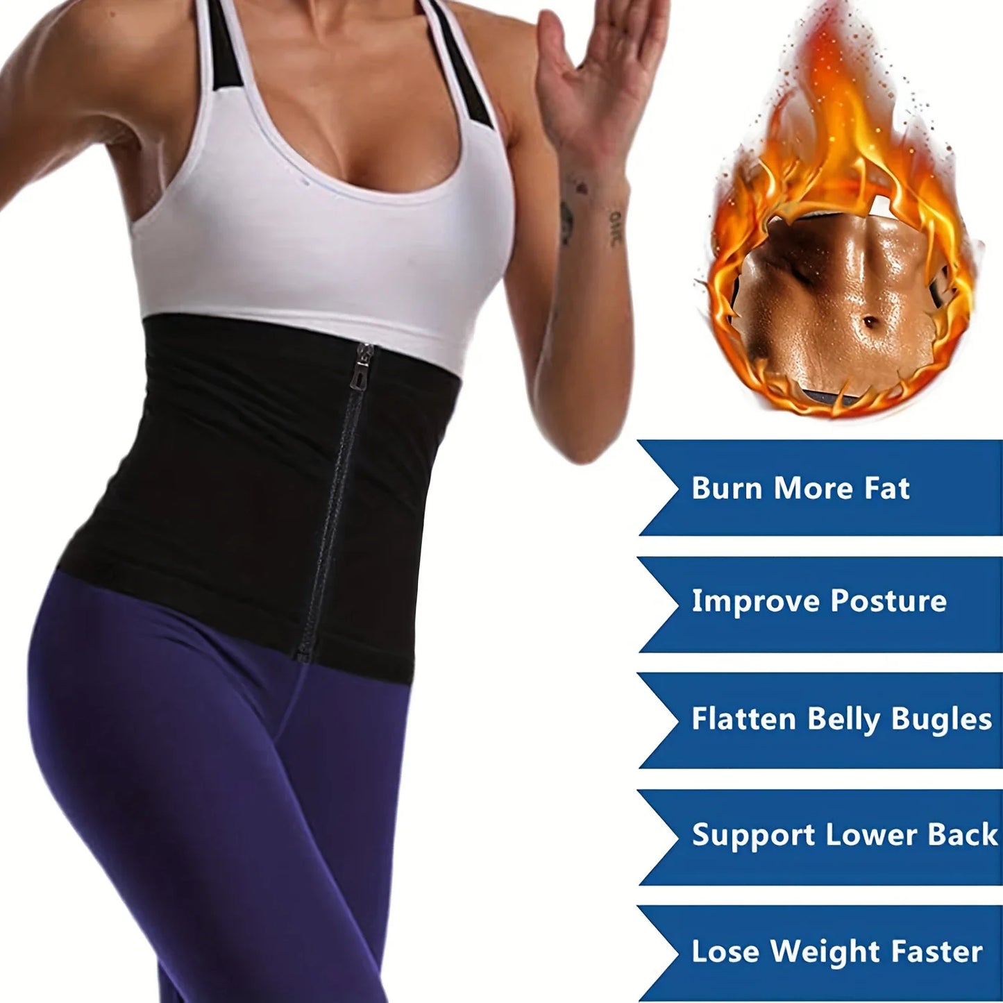 Sweat Waist Trainer Sauna Belt Sweat Shapewear Sports PU(Polyurethane) Home Workout Fitness Gym Workout Weight Loss Hot Sweat Fat Burning For Women's Waist