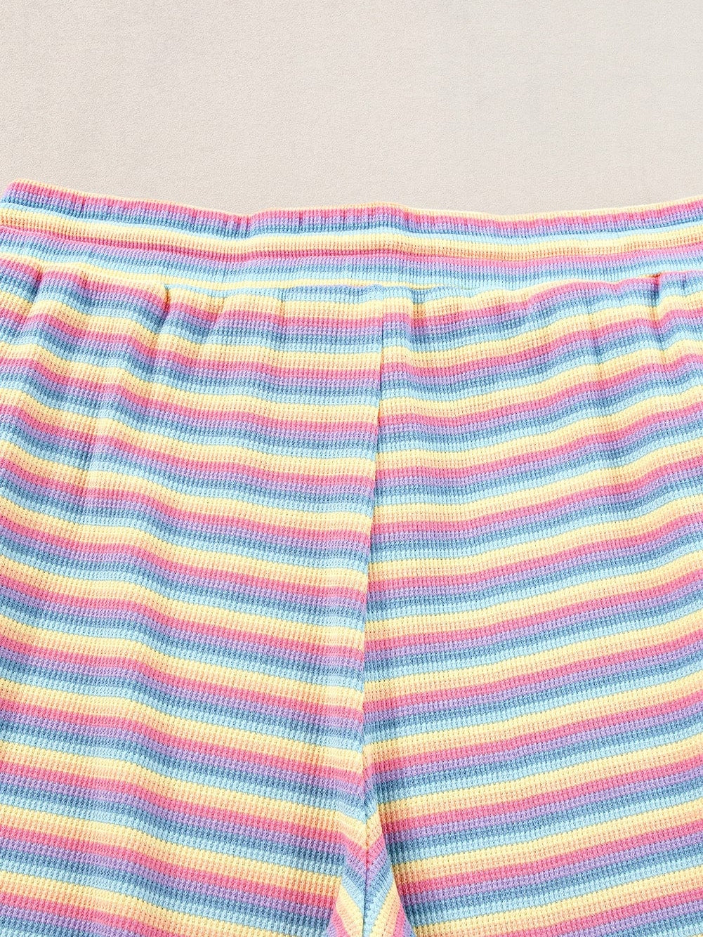 Pink Striped Rainbow Tee and Tasseled Wide Leg Pants Ensemble