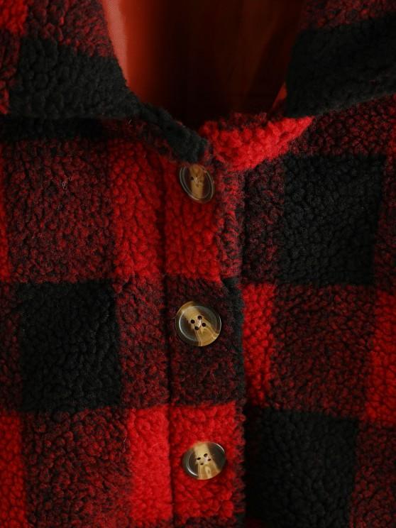 Plaid Button Up Borg Teddy Jacket - LuckyFash™