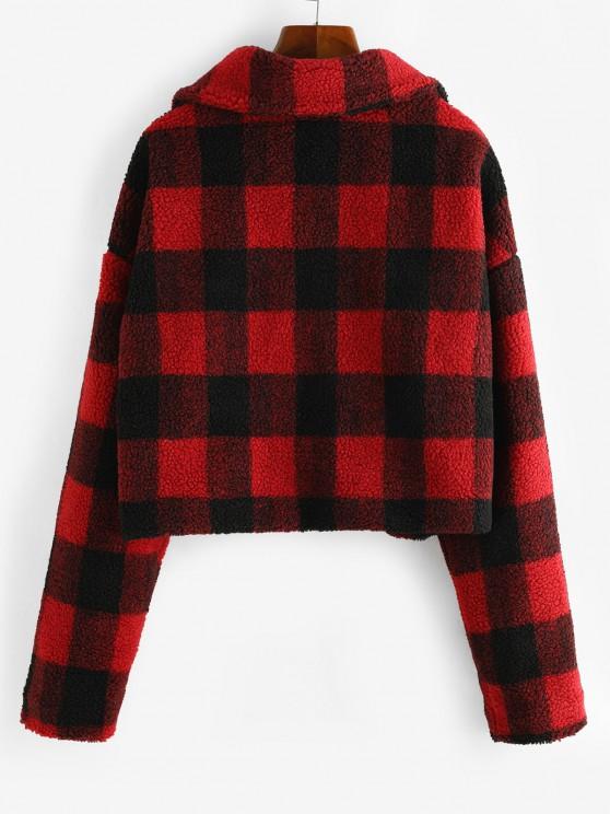 Plaid Button Up Borg Teddy Jacket - LuckyFash™