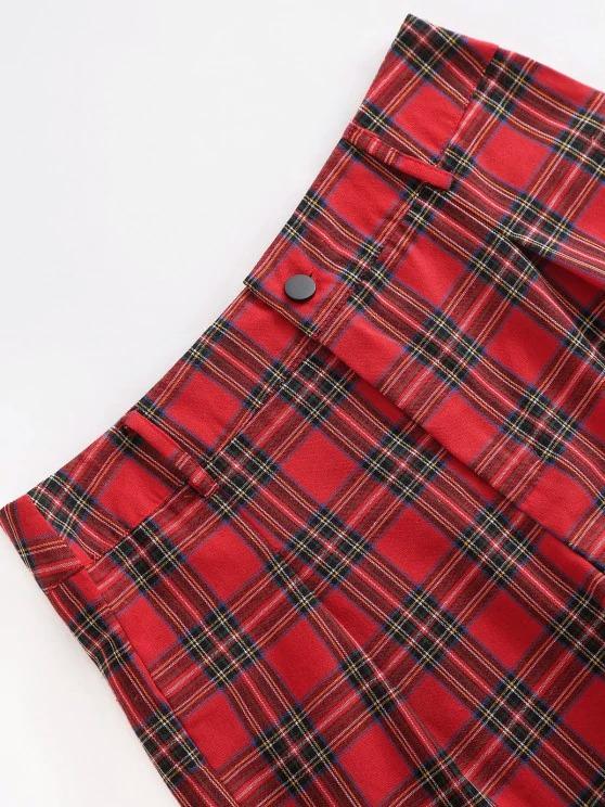 Plaid High Waisted Zipper Fly Shorts - LuckyFash™