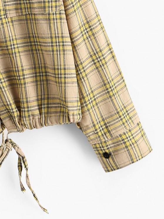 Plaid Hooded Drawstring Chest Pocket Jacket - LuckyFash™