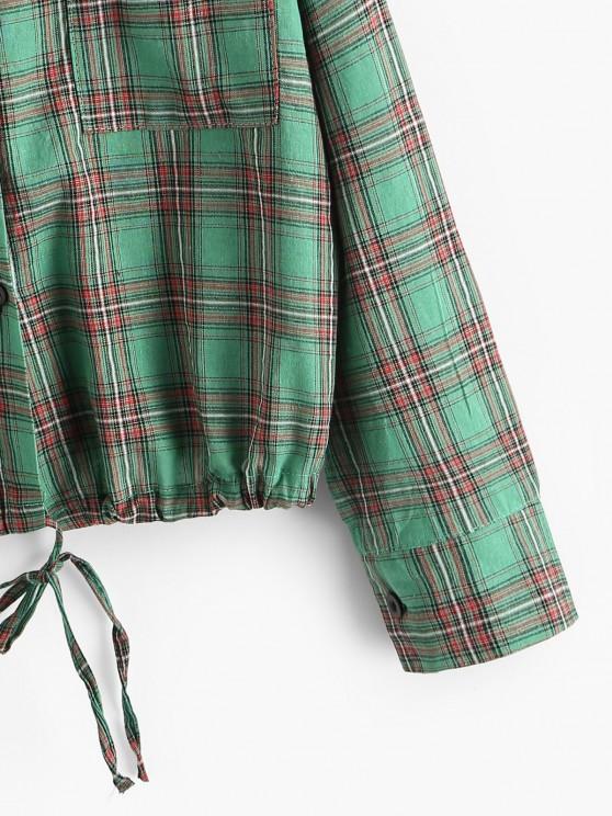 Plaid Hooded Drawstring Chest Pocket Jacket - LuckyFash™