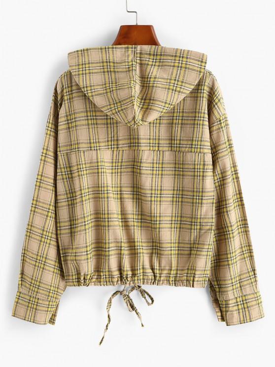 Plaid Hooded Drawstring Chest Pocket Jacket - LuckyFash™