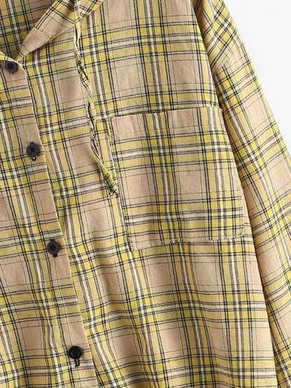 Plaid Hooded Drawstring Chest Pocket Jacket - LuckyFash™