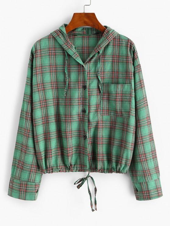 Plaid Hooded Drawstring Chest Pocket Jacket - LuckyFash™