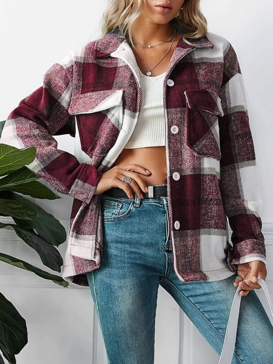 Plaid Pockets Coat - LuckyFash™