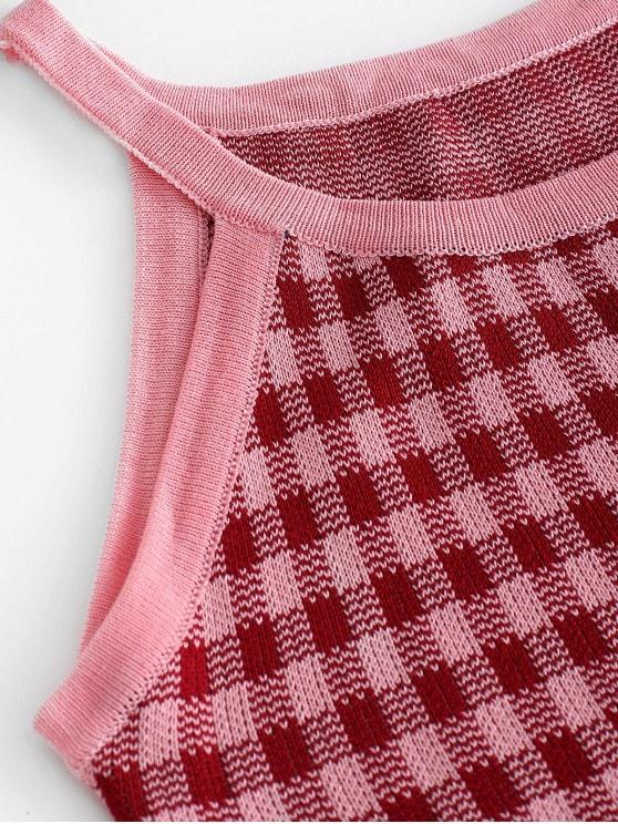 Plaid Slim Knitted Tank Top - LuckyFash™