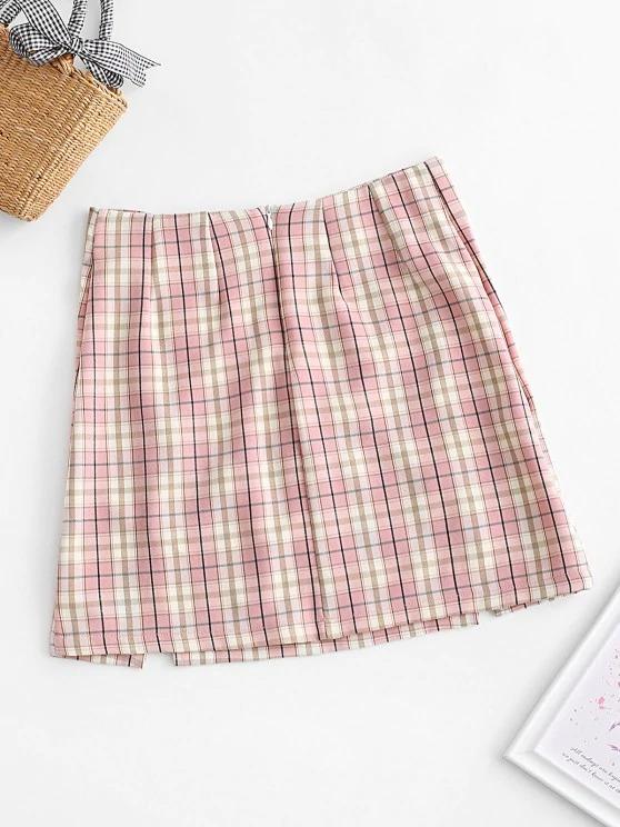 Plaid Slit Front Mini Skirt - LuckyFash™