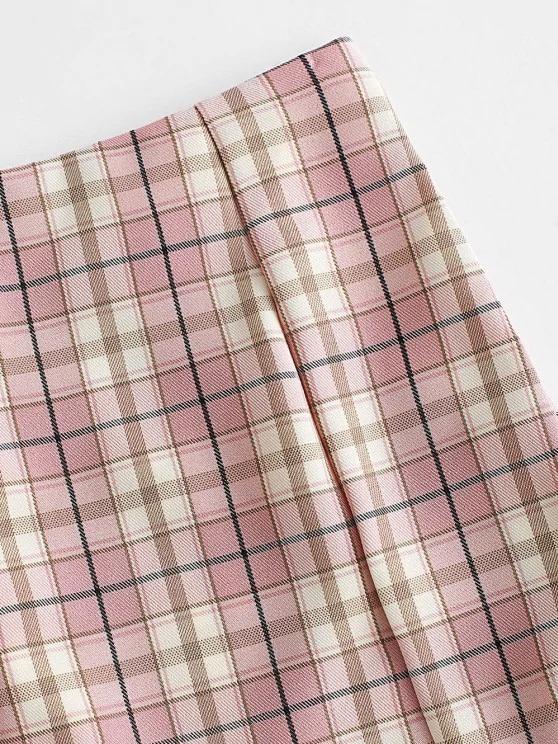 Plaid Slit Front Mini Skirt - LuckyFash™