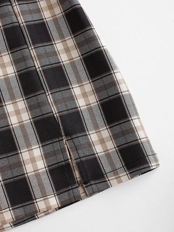 Plaid Slit Front Mini Skirt - LuckyFash™