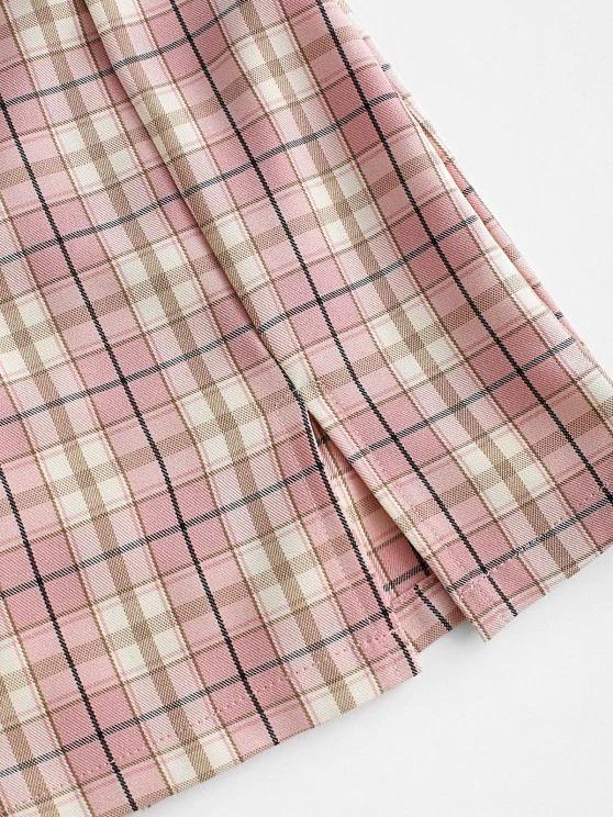 Plaid Slit Front Mini Skirt - LuckyFash™