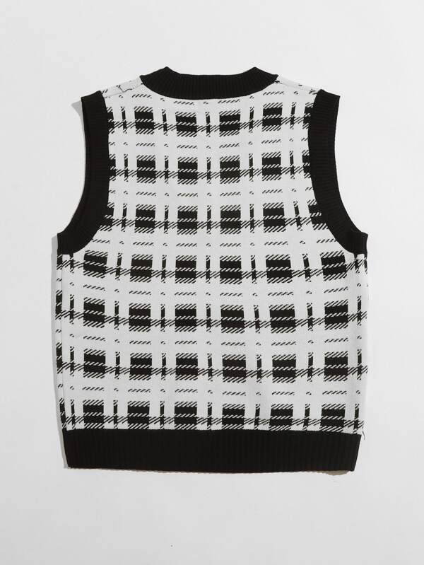 Plaid V-neck Sweater Vest - LuckyFash™