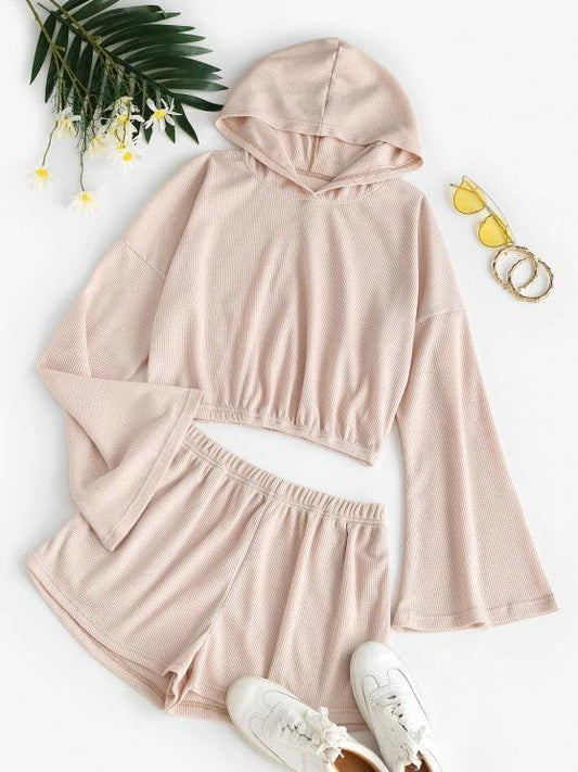 Plain Textured Two Piece Set for Women