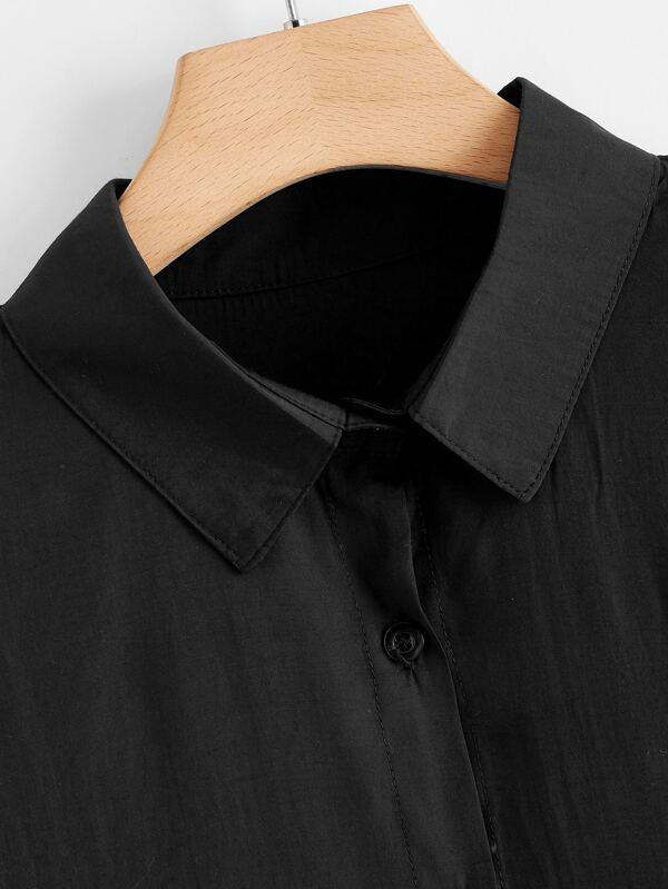 Plus Button Front Solid Shirt Dress - LuckyFash™