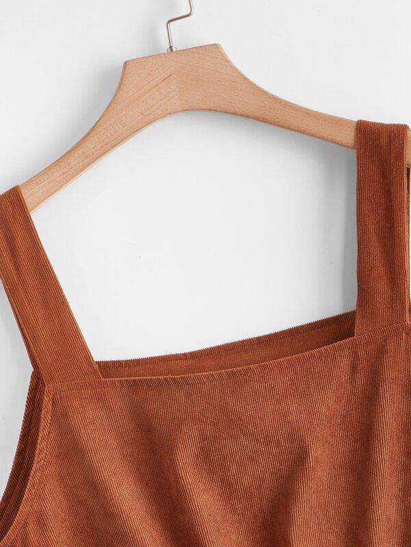 Plus Corduroy Drawstring Waist Cami Dress - LuckyFash™