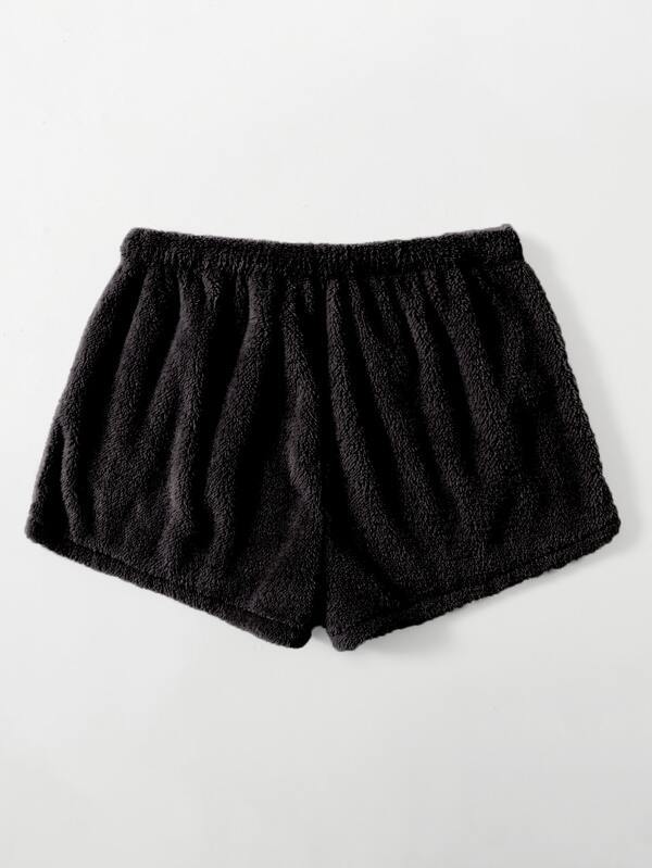 Plus Drawstring Waist Flannel Sleep Shorts - LuckyFash™