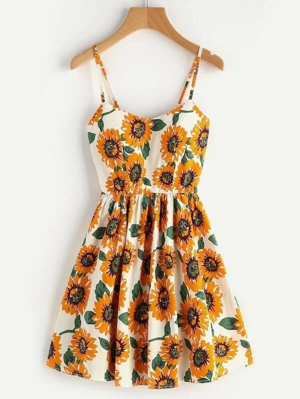 Plus Floral Print Cami Dress - LuckyFash™