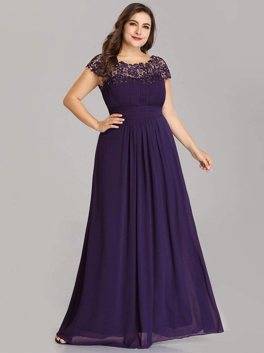 MsDresslyEP Plus Formal Dress Plus Size Elegant Maxi Long Lace Cap Sleeve Bridesmaid Dress DRE230973613DPH16